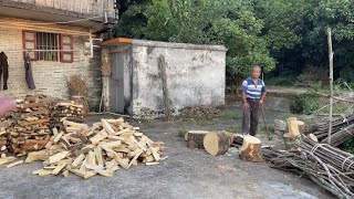 夕陽下的台山市Taishan 白沙鎮新余洞美村景色迷人，村民忙於劈柴燒火。村旁的“迺倉中學”是由已故香港實業家、慈善家鄺文熾先生為家鄉投資建設的中學。