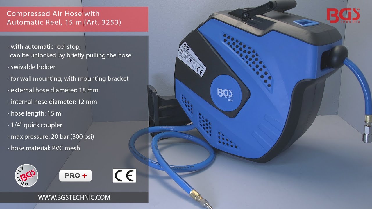 Compressed Air Hose with Automatic Reel, 15 m (Art. 3253) YouTube