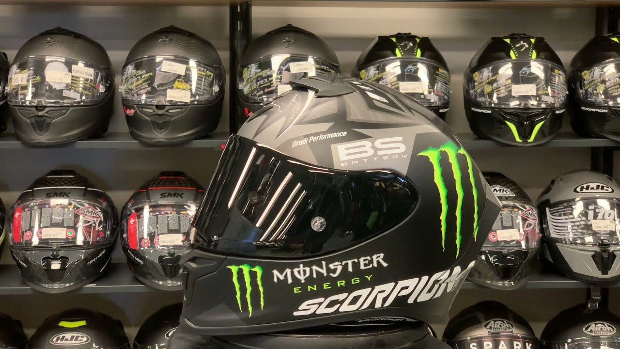 Motorhuis Bakker - Scorpion EXO R1 Fabio Monster Replica Motorhelm - YouTube