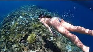【ビキニで素潜り】ビキニの女性がフリーダイビング【Freediving】