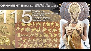 TUTORIAL | Zbrush Character Sculpting  115 Ornament Brushers for Zbrush , Blender, Substance Painter