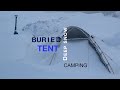 Blizzard camping  tent buried by snow  uk amber snow warning