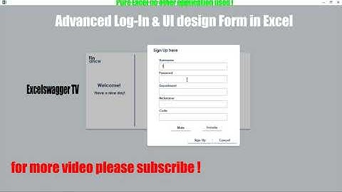 Excel Log-In form | Excel UI design