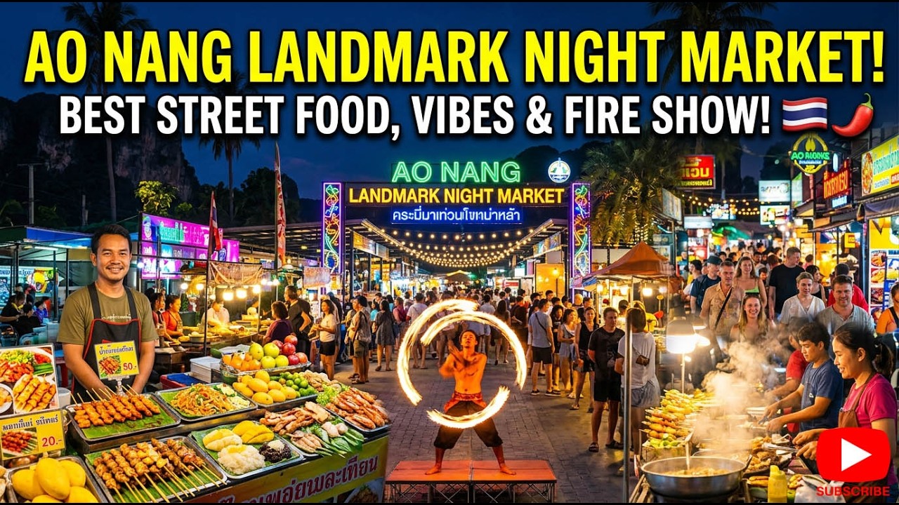 Ao Nang Landmark Night Market Walking Tour 2026 🇹🇭 | Cheap Street Food & Shopping | Krabi Nightlife