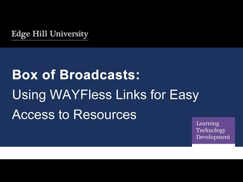 Box of Broadcasts: Using WAYFless Links for Easy Access to Resources