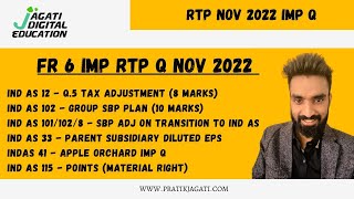 Details 6 Imp Q - RTP Nov 2022 | FR CA Final | Ind AS 12 | Ind AS 102 | Ind AS 101 | Ind AS 33 | Ind AS 115 Update