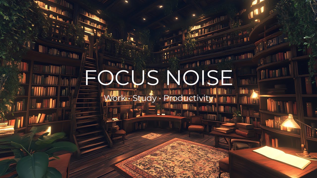 Deep Focus Library Brown Noise (2H22) | Study, ADHD, Work Concentration ...