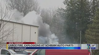 Large fire, explosions at Schram Auto Parts