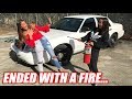 Girlfriend vs. Girlfriend Burnout Contest... Literally Started a Forest Fire