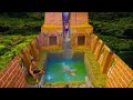 Build Swimming Pool Water Slide Two Crocodile Around Secret Underground House