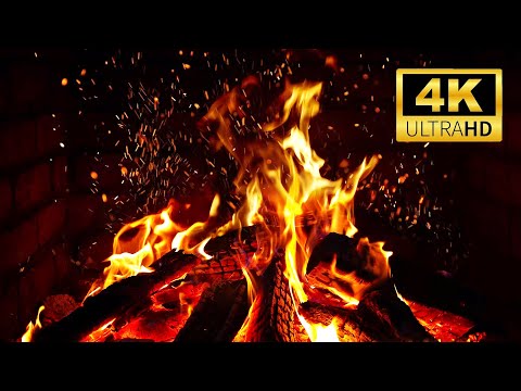 Cozy Fireplace 4K 12 Hours Real Burning Logs Crackling Fire Ambience