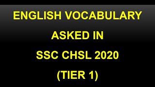 Synonyms asked in SSC CHSL 2020 by Rani Ma'am | Important Vocabulary | Previous Year Papers| Part 1|