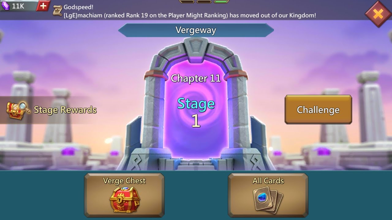 Lords mobile Vergeway chapter 11 stage 1 - YouTube
