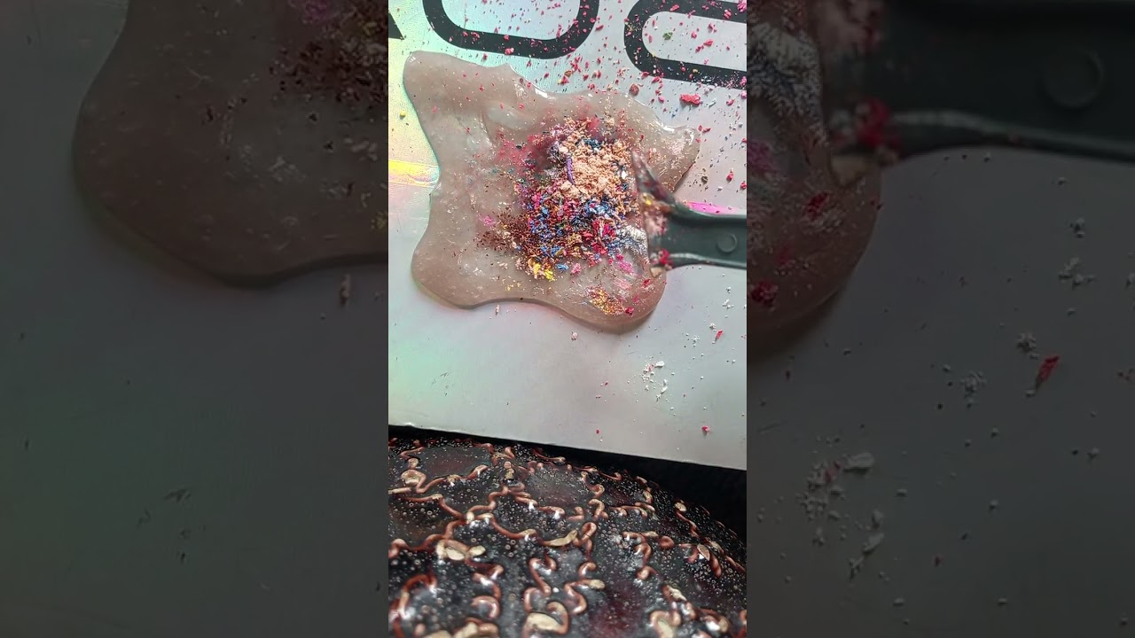 Slime with makeup products 