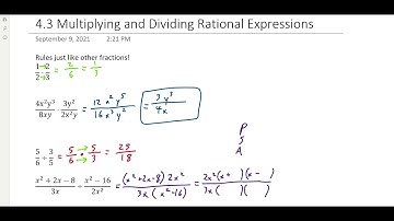 4.3 Multiplying and Dividing Rational Expressions