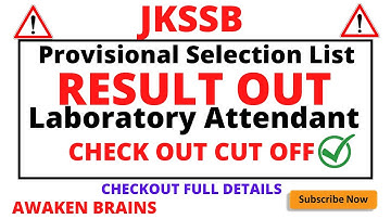 JKSSB PROVISIONAL SELECTION LIST OF LABORATORY ATTENDANT||SELECTION LIST OF LABORATORY ATTENDANT||
