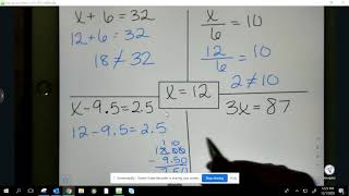 Determine if a given value makes an equation true