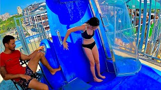 Scary Trapdoor Water Slide at Aqualand Plovdiv, Bulgaria