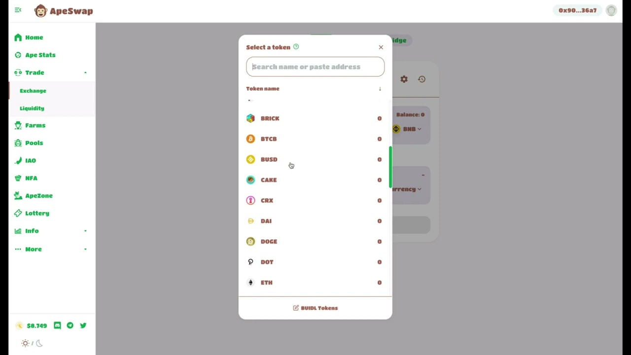 ApeSwap   How to exchange tokens