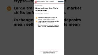 How to Read On-Chain Whale Data — explained in 60 seconds