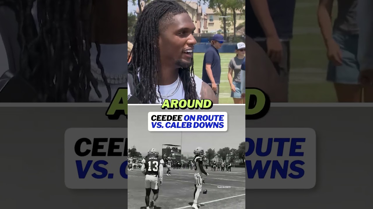 CeeDee Lamb was asked if there was pass interference on his route vs. Caleb Downs. #nfl #cowboys