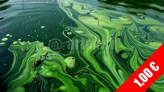 Emerald Algae Swirls on Lake – Eutrophication Visual | HD Stock Footage