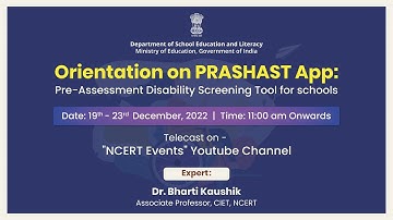 Topic: Orientation on PRASHAST App: Pre  - Assessment Disability Screening Tool for schools
