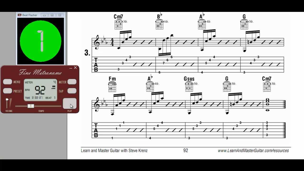 16th note exercises @ 92bpm - YouTube