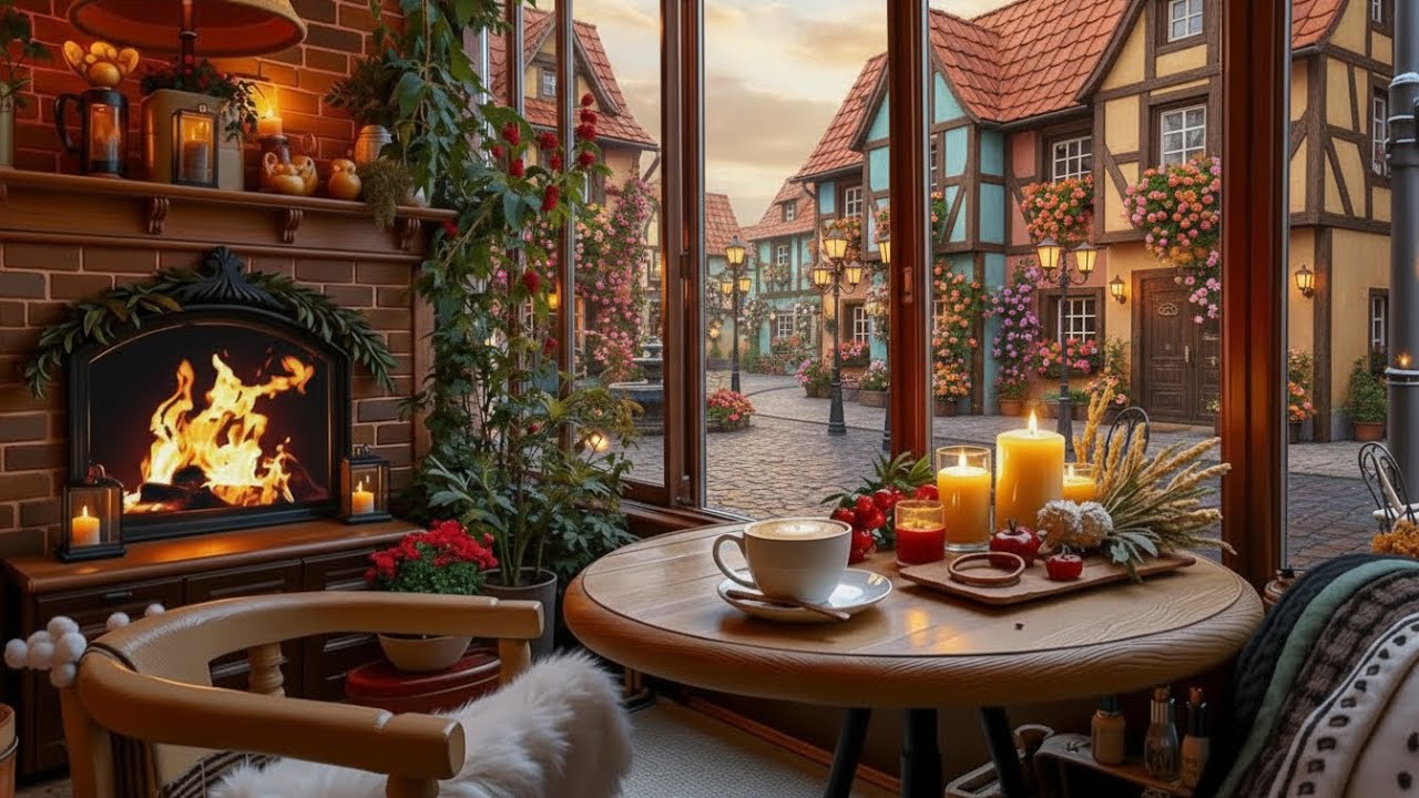 Winter Jazz Music & Snowfall for Working ❄ Cozy Lakeside Coffee Porch Ambience ~ Jazz Relaxing Music