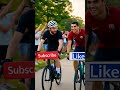 Messi and Ronaldo competing a bike race.