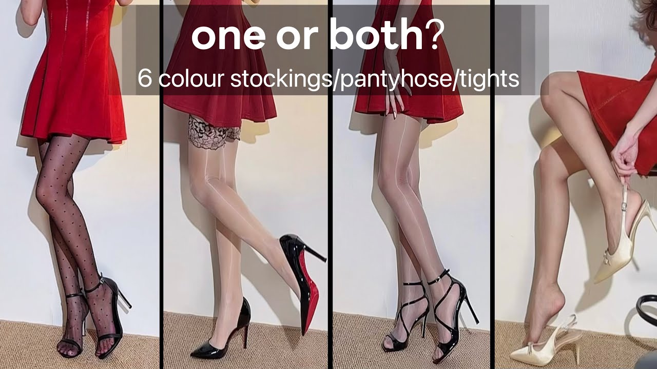 Try Outs With Sylvia: Red Miniskirt, Silky Legs & Heels | Pantyhose Lookbook 🔥