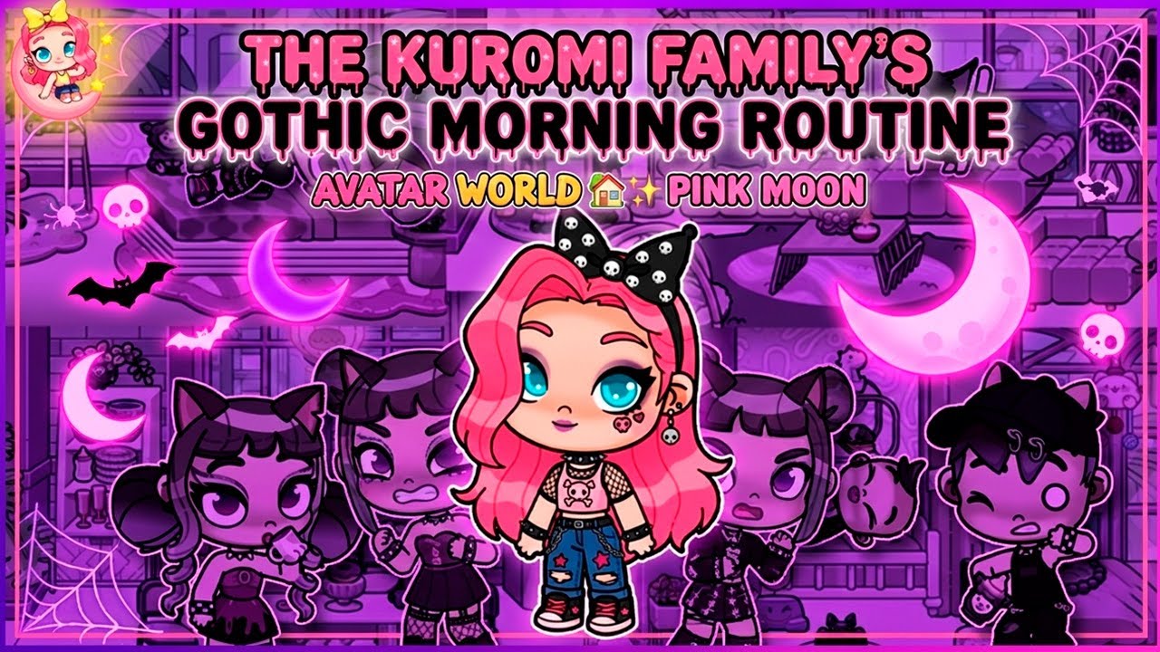🖤🌙 Rotina Gótica Matinal da Família Kuromi | Avatar World 🏡✨ Lua Rosa
