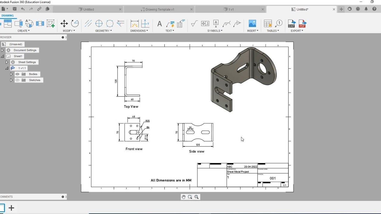 Fusion 360 Creating Drawings