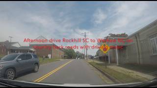 Afternoon drive Rockhill SC to Waxhaw NC on country backroads with driving music ASMR
