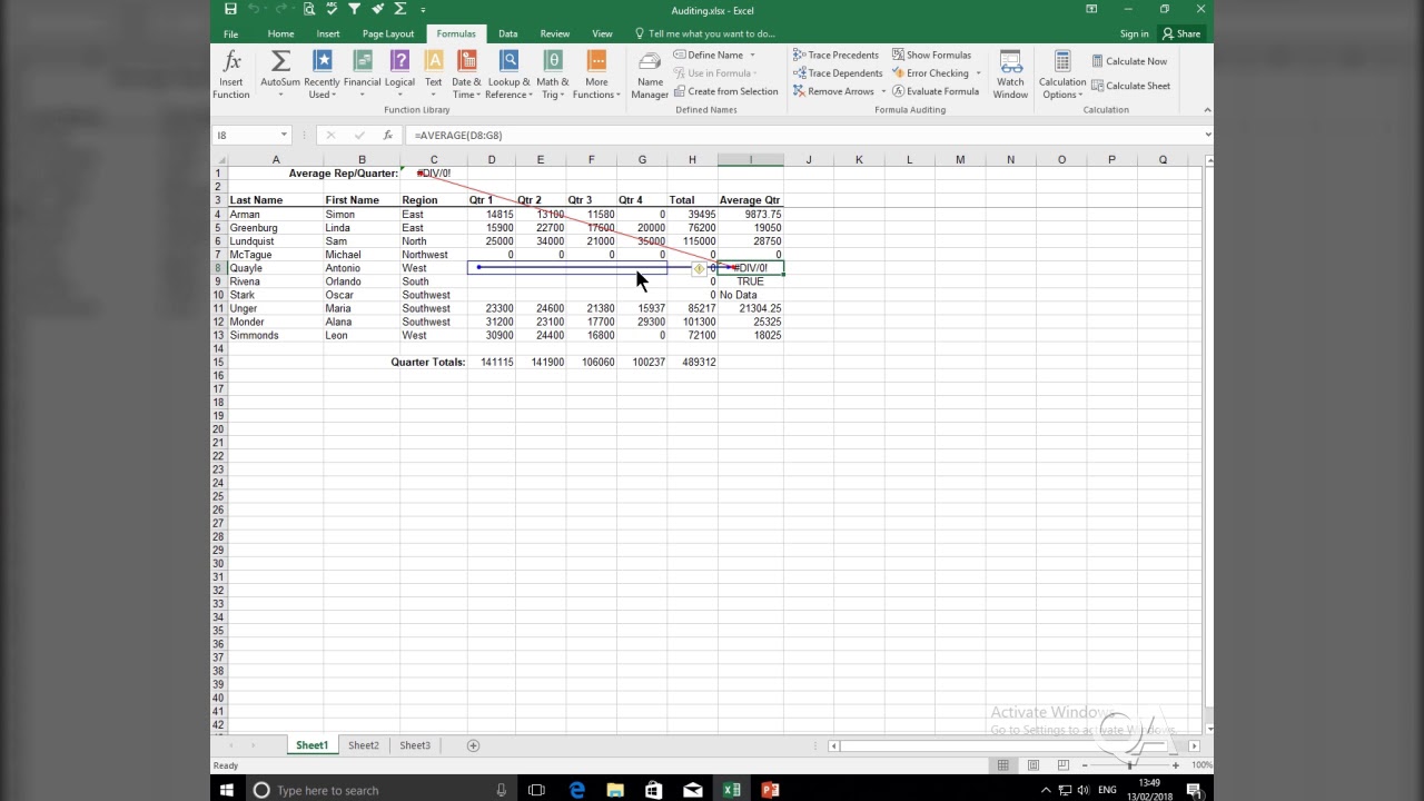 How To Locate Errors In Formulas When Using Excel Youtube
