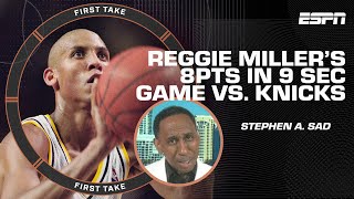 Stephen A. SAD being REMINDED of Reggie Miller’s 8 PTS in 9 seconds over Knicks in 1995 | First Take