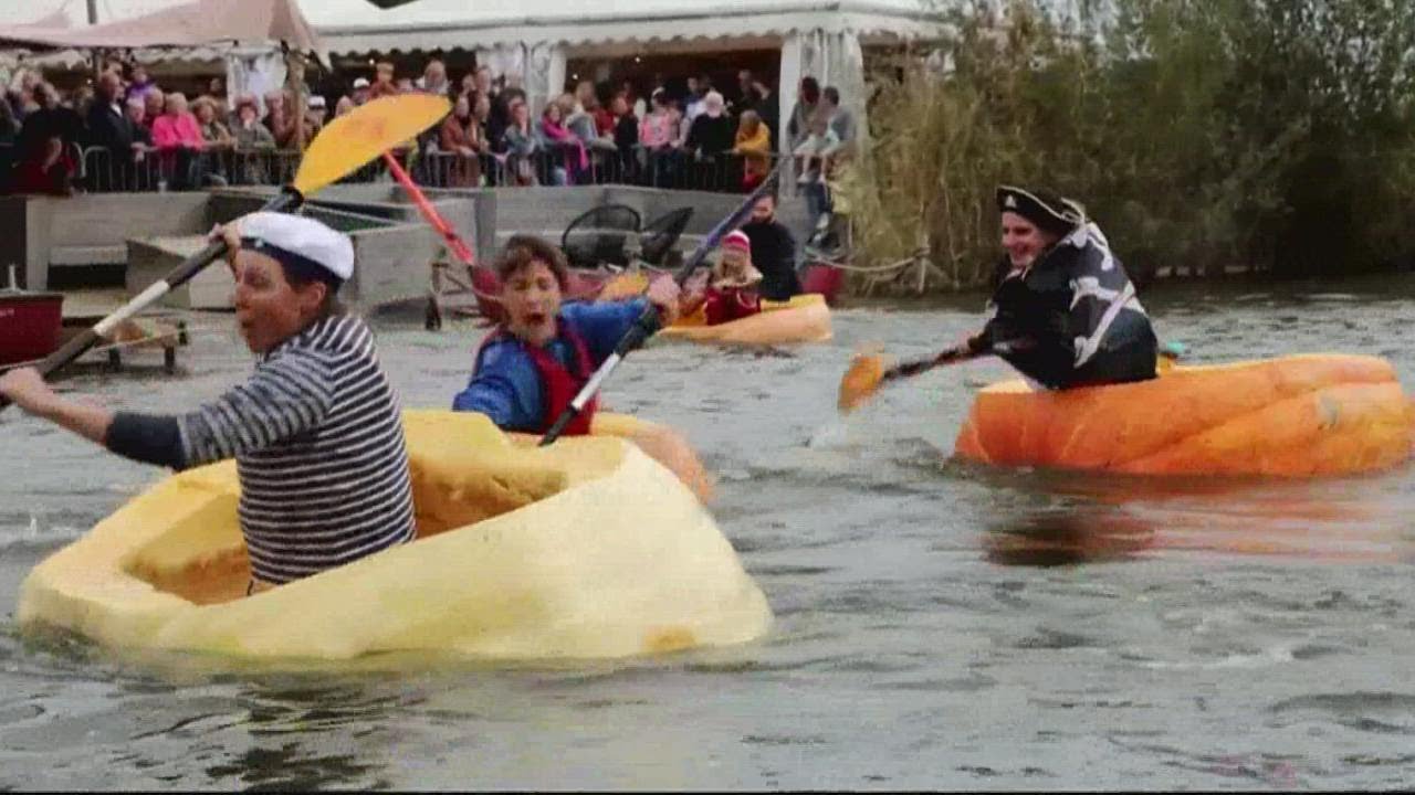 Pumpkin boat race YouTube