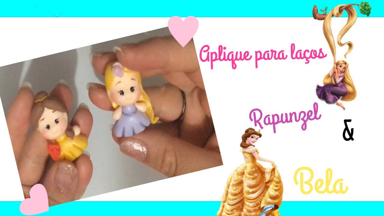 Maratona Aplique para laço - Bela e Rapunzel - sem molde