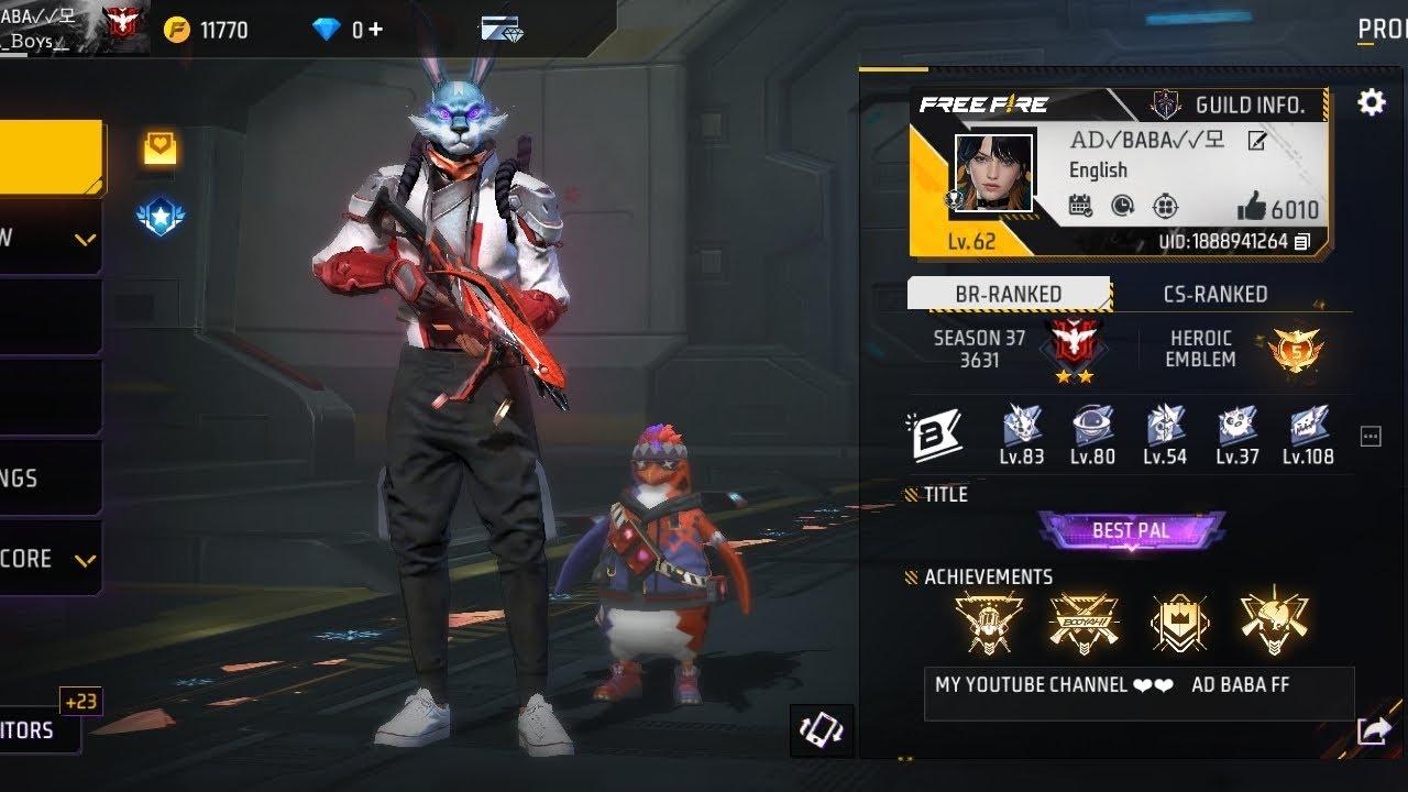 3 v 3 😈AD BABA FF 💫👑😳 3 pro player in my subscriber fans # ...