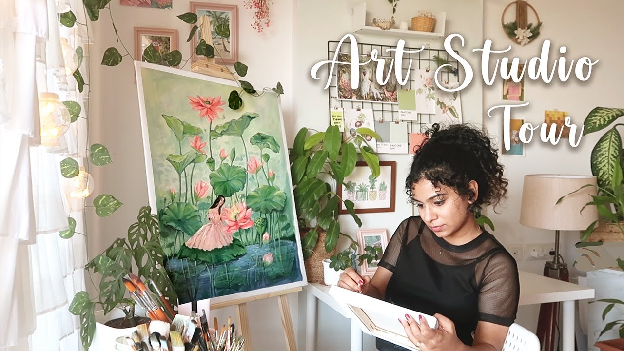 Art Studio Tour ( Art Studio in my bedroom ) - YouTube