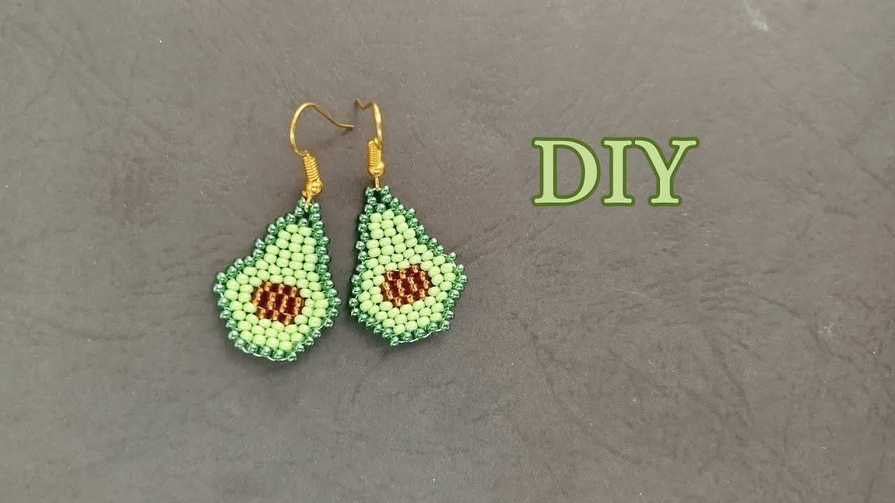 Beaded earrings tutorial, brick stitch beading, fruit bead earrings making