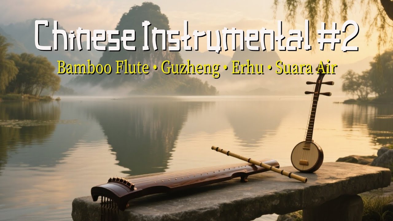 Chinese Traditional Music with Flowing Water Ambience | Erhu, Guzheng for Stress Relief & Sleeping