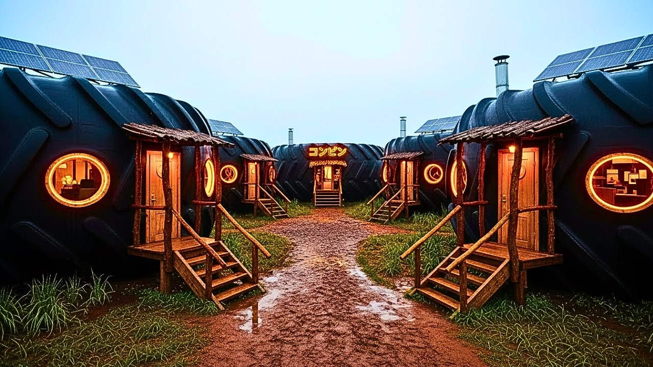 巨大タイヤの中に住む人々 🛠️ 廃棄物で作られた自給自足の街