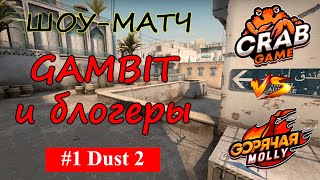 Шоу матч Gambit и блогеры Dust 2 (Nafany, Sh1ro, Evelone, Ax1le, Interz, Hobbit, Shoke) CS GO