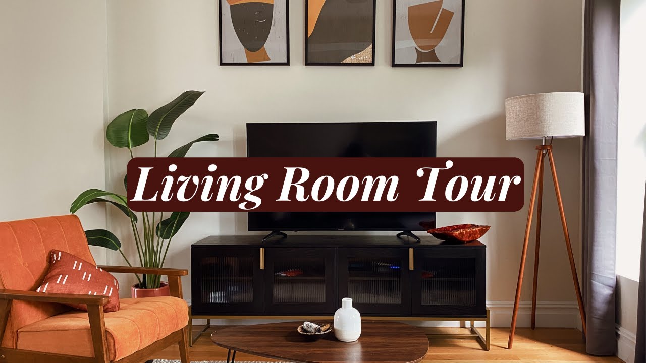 MY LIVING ROOM TOUR (FINALLY lol) Mid-Century Modern Afro Boho Decor ...