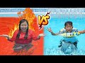 KOLAM RENANG PANAS VS DINGIN !!  MOMEN LUCU CEWEK MUSIM PANAS VS COWOK MUSIM DINGIN