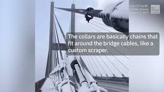 Rope Access Technicians - Cleaning Snow off Suspension Bridges