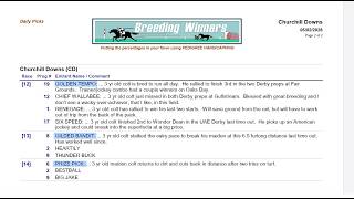 Hit DERBY WINNER and $2330 COLD LATE PICK 3.  Full card selections Belmont at Big A Sunday 5/3/26