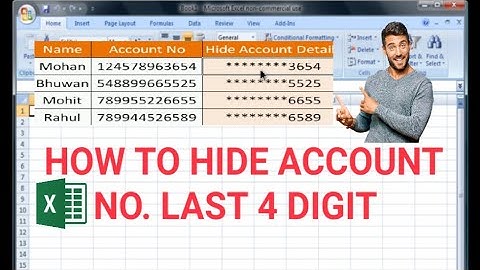 How to Hide Account No. last 4 Digit By Excel Formula। Last 4 Digit Hide । @technojeevan