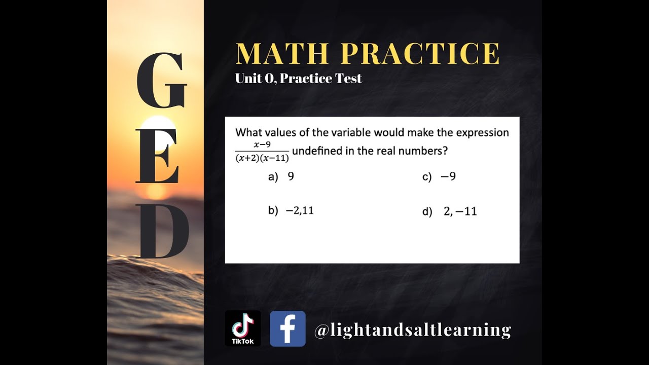 GED Math: Undefined Rational Expressions (0.PT, #10) - YouTube